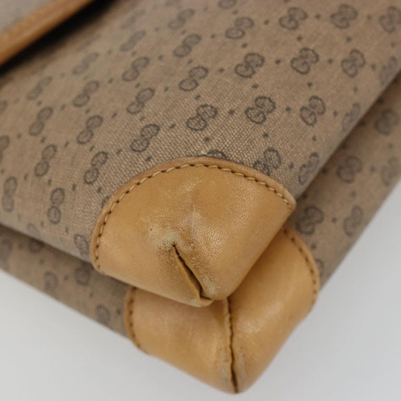 GUCCI Micro GG Supreme Schoudertas PVC Beige Goud Auth BA13169