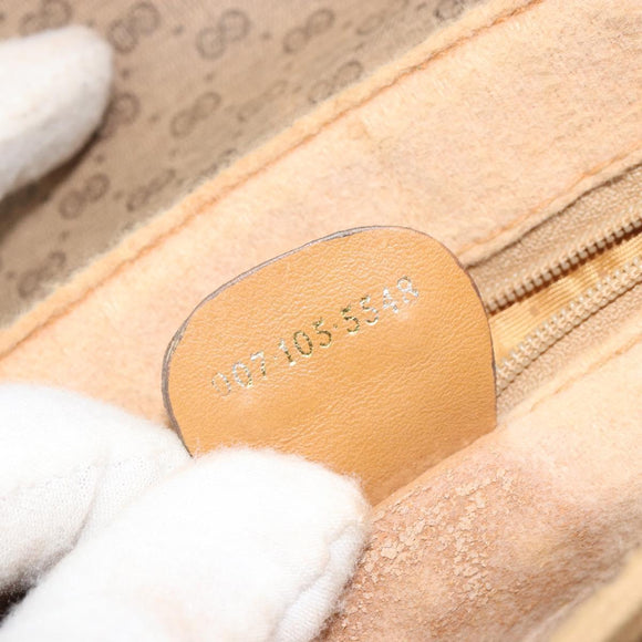 GUCCI Micro GG Supreme Schoudertas PVC Beige Goud Auth BA13169