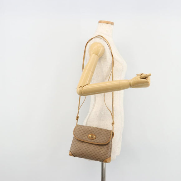 GUCCI Micro GG Supreme Schoudertas PVC Beige Goud Auth BA13169