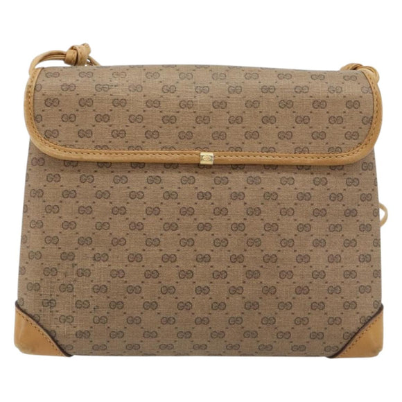GUCCI Micro GG Supreme Shoulder Bag PVC Beige Gold Auth BA13169