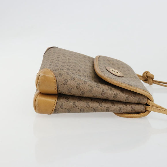 GUCCI Micro GG Supreme Shoulder Bag PVC Beige Gold Auth BA13169