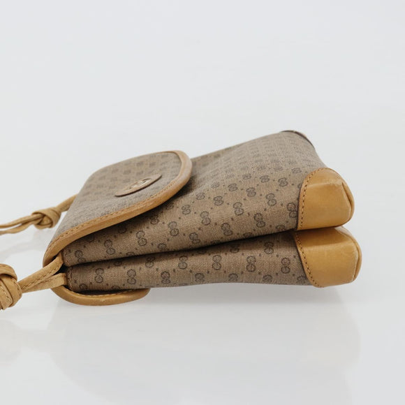 GUCCI Micro GG Supreme Schoudertas PVC Beige Goud Auth BA13169