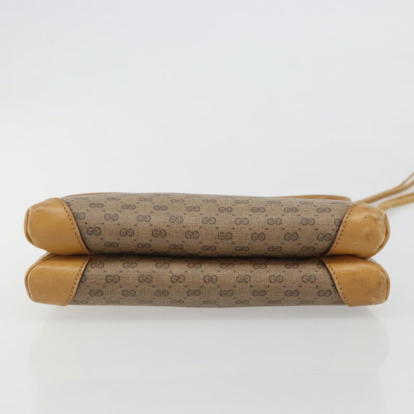GUCCI Micro GG Supreme Schoudertas PVC Beige Goud Auth BA13169