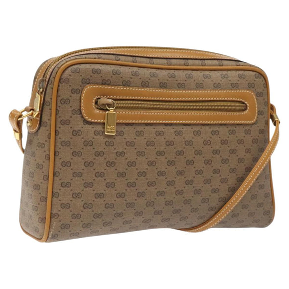 GUCCI Micro GG Supreme Shoulder Bag PVC Beige Gold 007 113 0014 Auth BA1317