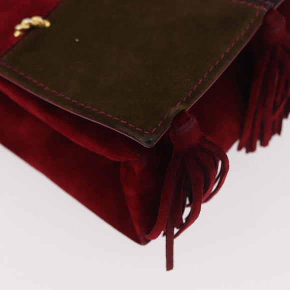 Salvatore Ferragamo Umhängetasche Wildleder Rot Gold Original BA13170A