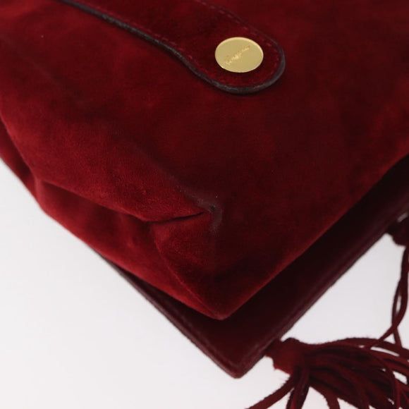 Salvatore Ferragamo Umhängetasche Wildleder Rot Gold Original BA13170A