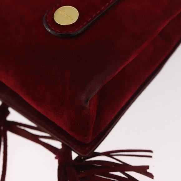 Salvatore Ferragamo Umhängetasche Wildleder Rot Gold Original BA13170A
