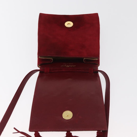 Salvatore Ferragamo Umhängetasche Wildleder Rot Gold Original BA13170A