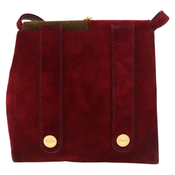 Salvatore Ferragamo Umhängetasche Wildleder Rot Gold Original BA13170A