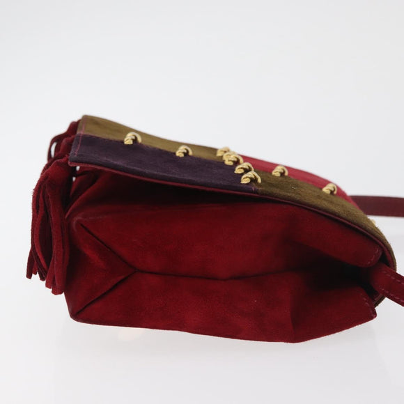 Salvatore Ferragamo Umhängetasche Wildleder Rot Gold Original BA13170A