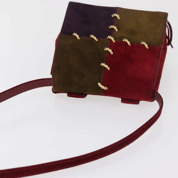 Salvatore Ferragamo Umhängetasche Wildleder Rot Gold Original BA13170A