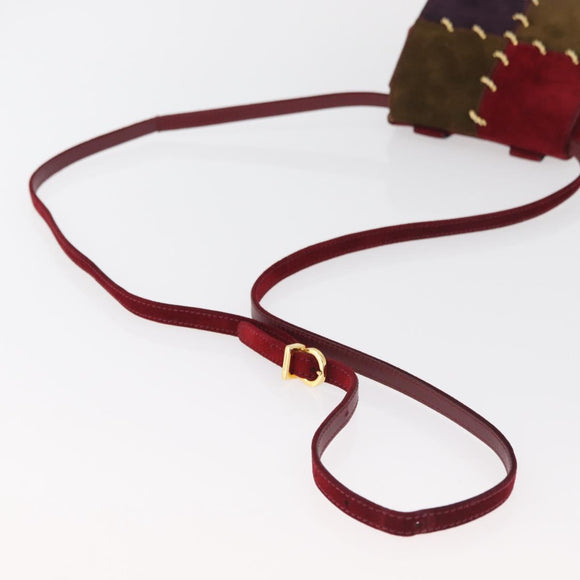 Salvatore Ferragamo Umhängetasche Wildleder Rot Gold Original BA13170A