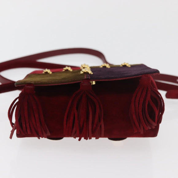 Salvatore Ferragamo Umhängetasche Wildleder Rot Gold Original BA13170A
