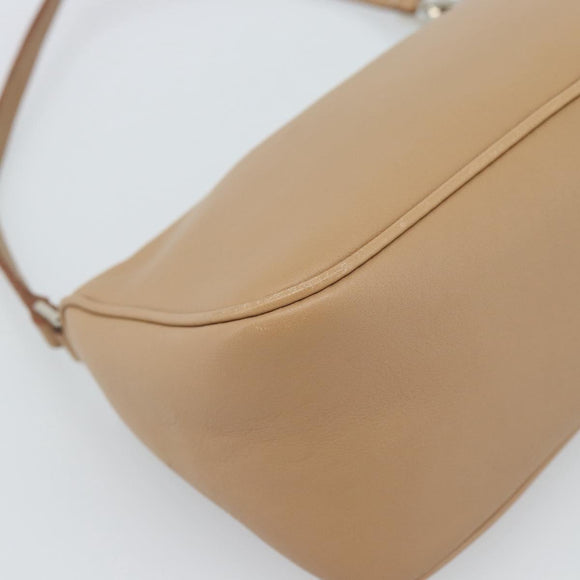 Salvatore Ferragamo Gancini Shoulder Bag Leather Beige Silver Auth BA13171