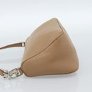 Salvatore Ferragamo Gancini Shoulder Bag Leather Beige Silver Auth BA13171-3
