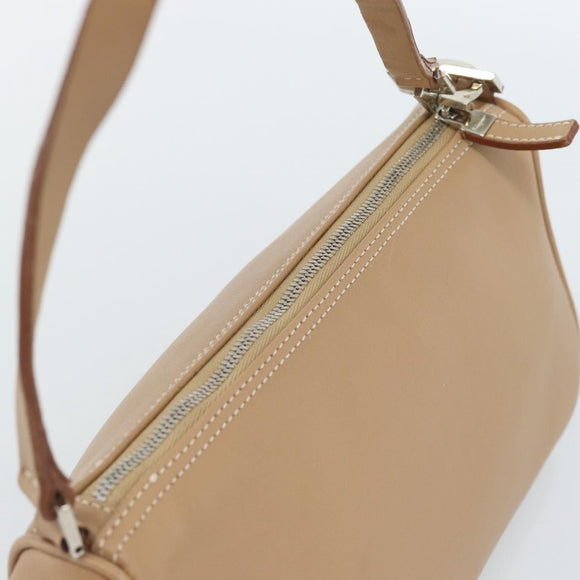 Salvatore Ferragamo Gancini Shoulder Bag Leather Beige Silver Auth BA13171