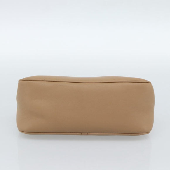 Salvatore Ferragamo Gancini Shoulder Bag Leather Beige Silver Auth BA13171