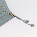Jimmy Choo Clutch Bag Leder Hellblau Gold Auth BA13172-8
