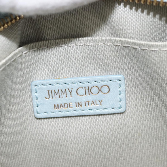 Jimmy Choo Clutch Bag Leder Hellblau Gold Auth BA13172