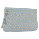 Jimmy Choo Clutch Bag Leder Hellblau Gold Auth BA13172-1