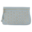 Jimmy Choo Clutch Bag Leder Hellblau Gold Auth BA13172-13