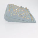 Jimmy Choo Clutch Bag Leder Hellblau Gold Auth BA13172-3