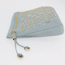 Jimmy Choo Clutch Bag Leder Hellblau Gold Auth BA13172-4