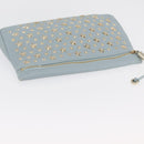 Jimmy Choo Clutch Bag Leder Hellblau Gold Auth BA13172-5