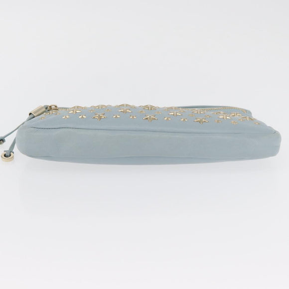 Jimmy Choo Clutch Bag Leder Hellblau Gold Auth BA13172