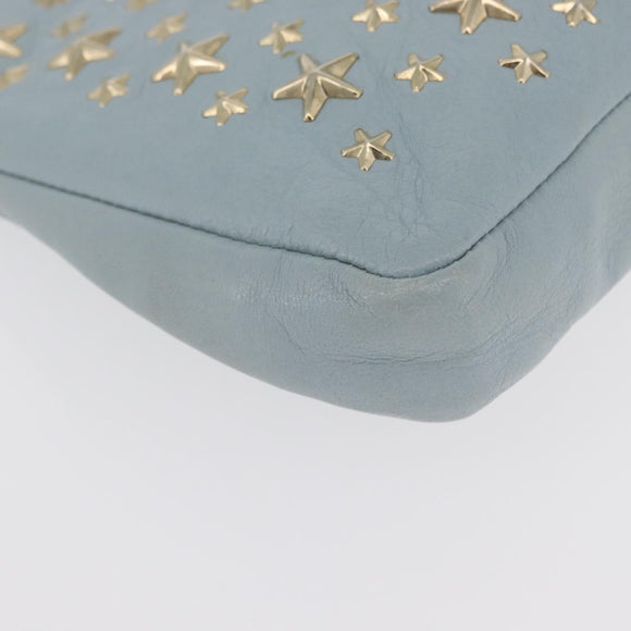 Jimmy Choo Clutch Bag Leder Hellblau Gold Auth BA13172