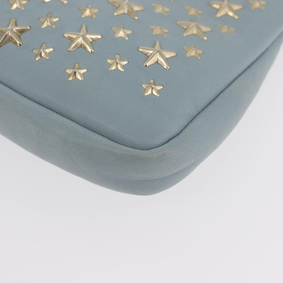 Jimmy Choo Clutch Bag Leder Hellblau Gold Auth BA13172