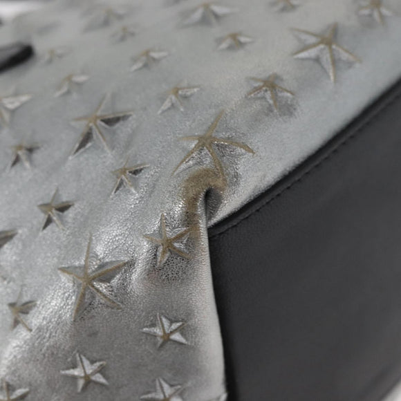 Jimmy Choo Handtasche Leder Hellblau Silber Auth BA13173