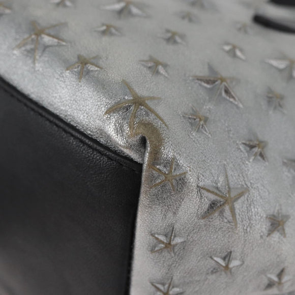 Jimmy Choo Handtasche Leder Hellblau Silber Auth BA13173