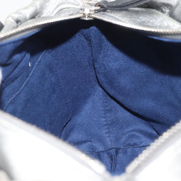 Jimmy Choo Handtasche Leder Hellblau Silber Auth BA13173