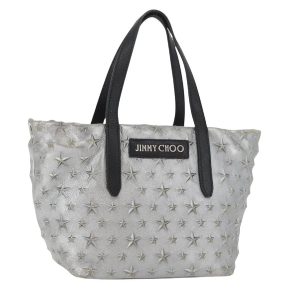 Jimmy Choo Handtasche Leder Hellblau Silber Auth BA13173