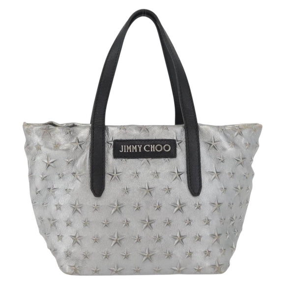Jimmy Choo Handtasche Leder Hellblau Silber Auth BA13173