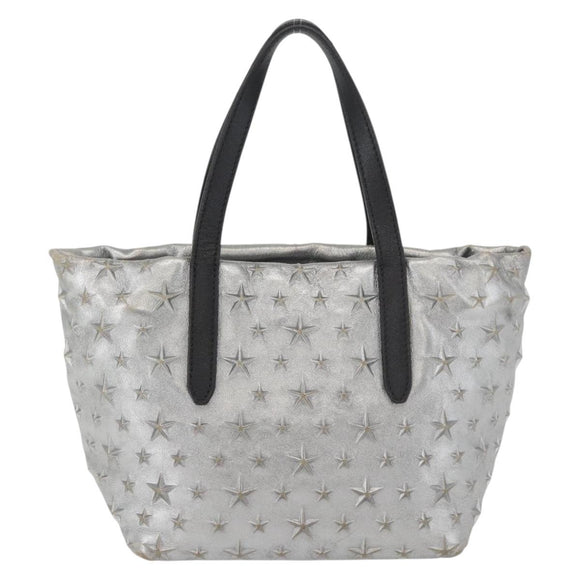 Jimmy Choo Handtasche Leder Hellblau Silber Auth BA13173