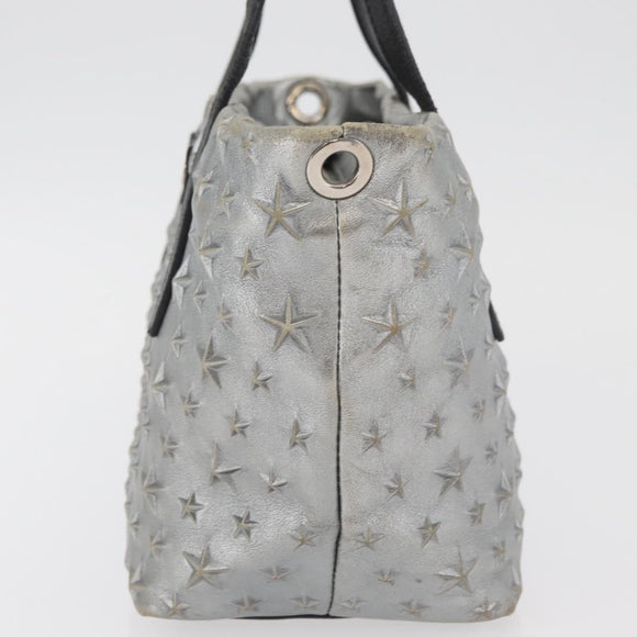 Jimmy Choo Handtasche Leder Hellblau Silber Auth BA13173