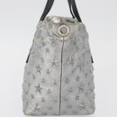 Jimmy Choo Handtasche Leder Hellblau Silber Auth BA13173-4