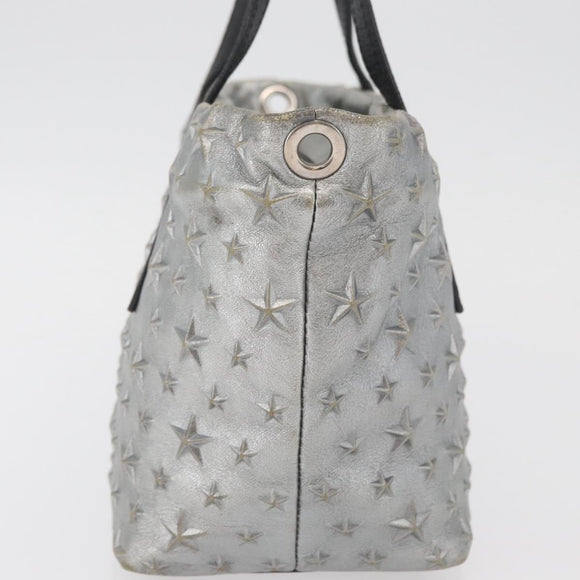 Jimmy Choo Handtasche Leder Hellblau Silber Auth BA13173