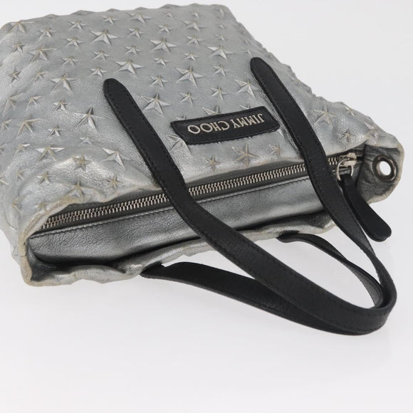 Jimmy Choo Handtasche Leder Hellblau Silber Auth BA13173