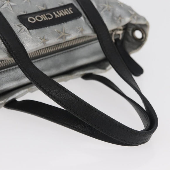 Jimmy Choo Handtasche Leder Hellblau Silber Auth BA13173