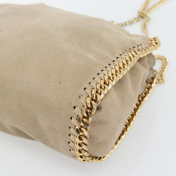 Stella MacCartney Chain Falabella Bag polyester 2way Beige Gold Auth BA13174A