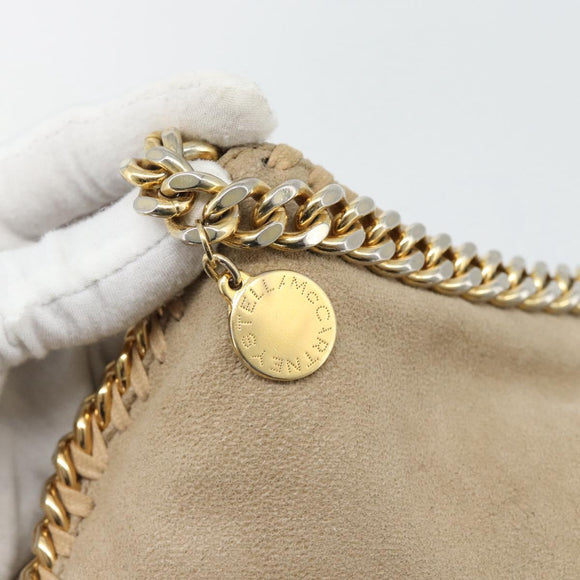 Stella MacCartney Chain Falabella Bag polyester 2way Beige Gold Auth BA13174A