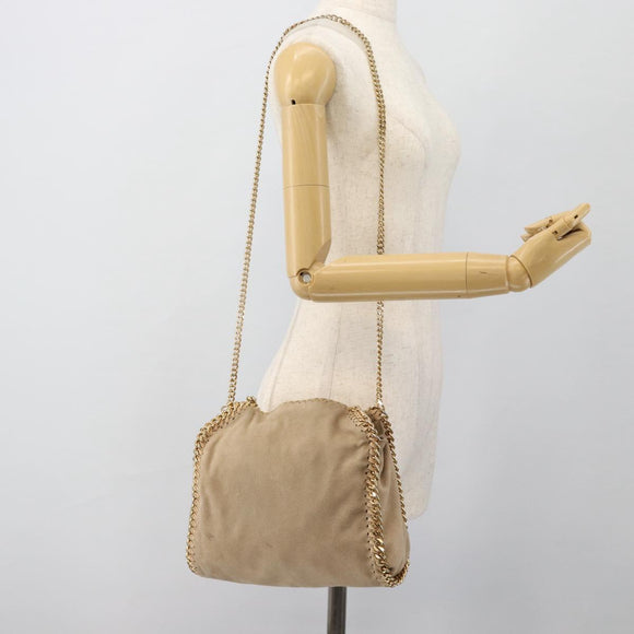 Stella MacCartney Chain Falabella Bag polyester 2way Beige Gold Auth BA13174A