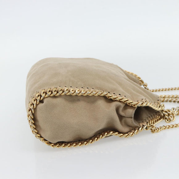 Stella MacCartney Chain Falabella Bag polyester 2way Beige Gold Auth BA13174A