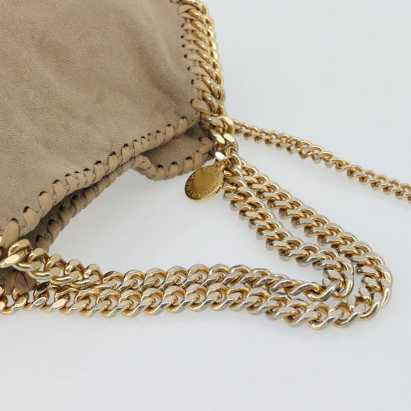 Stella MacCartney Chain Falabella Bag polyester 2way Beige Gold Auth BA13174A