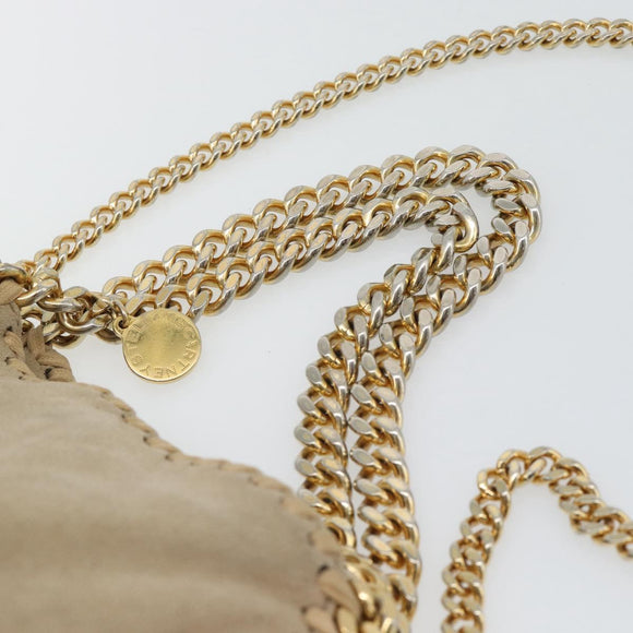 Stella MacCartney Chain Falabella Bag polyester 2way Beige Gold Auth BA13174A