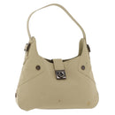 Salvatore Ferragamo Gancini Shoulder Bag Canvas Beige Silver Auth BA13175-1