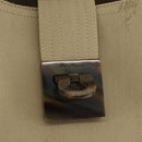 Salvatore Ferragamo Gancini Shoulder Bag Canvas Beige Silver Auth BA13175-15